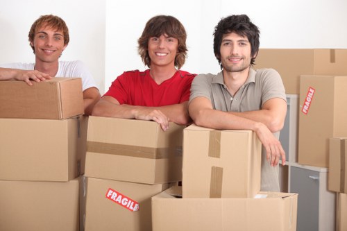Professional movers packing items for a safe move