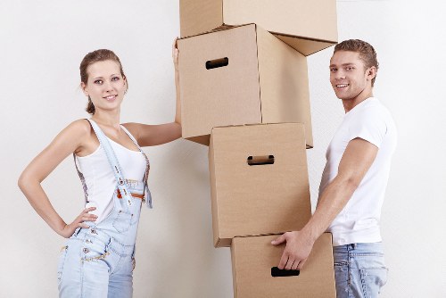 Expert movers handling furniture